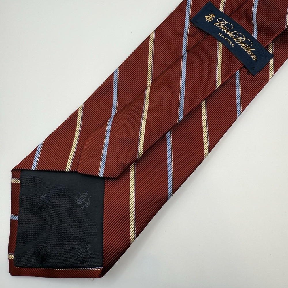 Brooks Brothers‎ Blue, Red & Gold Striped Tie 100% Silk Men's Necktie